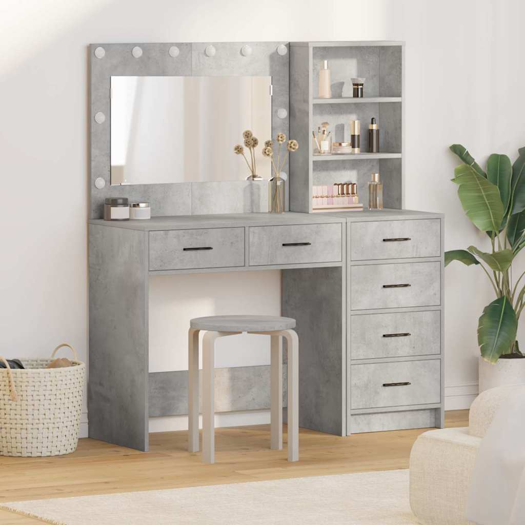 Dressing Table 2 pcs Brown Engineered Wood in Concrete Grey
