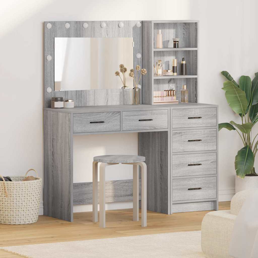 Dressing Table 2 pcs Brown Engineered Wood in Grey Sonoma
