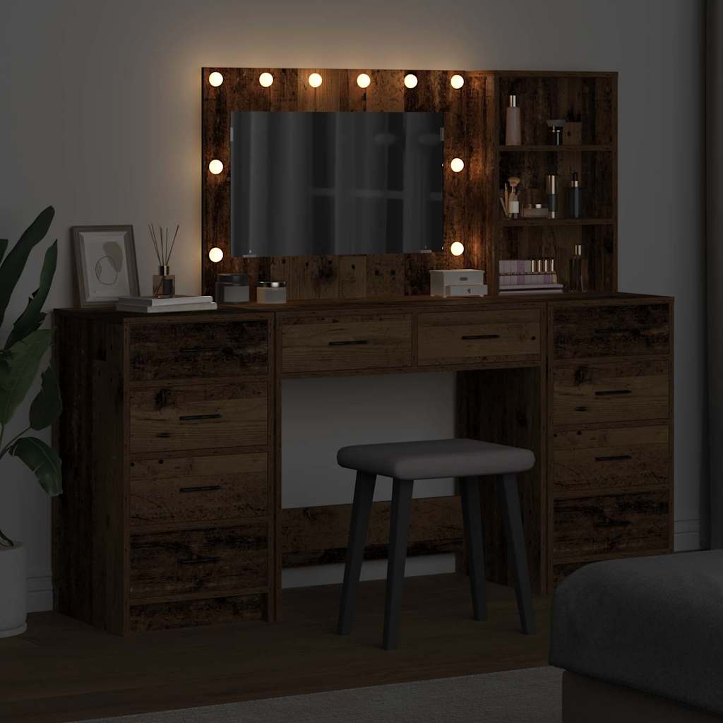 vidaXL Dressing Table 3 pcs Old Wood 78.5 x 41 x 135 cm 4
