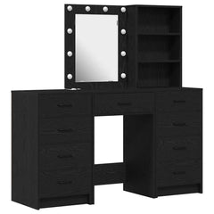 vidaXL Dressing Table 3 pcs Black 40 x 41 x 135 cm Engineered Wood 2