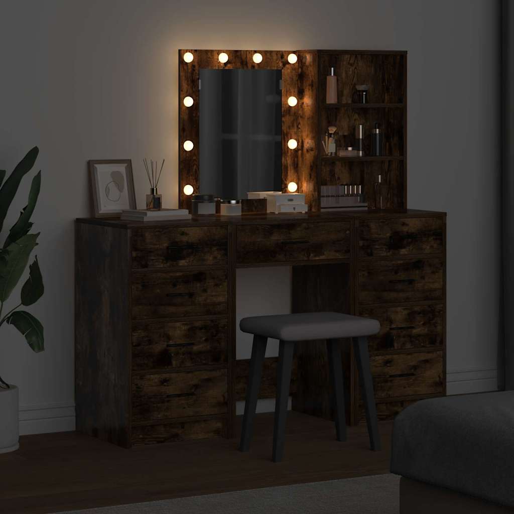 vidaXL Dressing Table 3 pcs Brown 40 x 41 x 135 cm Engineered Wood 4