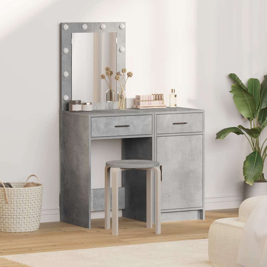 Dressing Table 2 pcs Brown 50 x 41 x 135 cm Engineered Wood Concrete grey