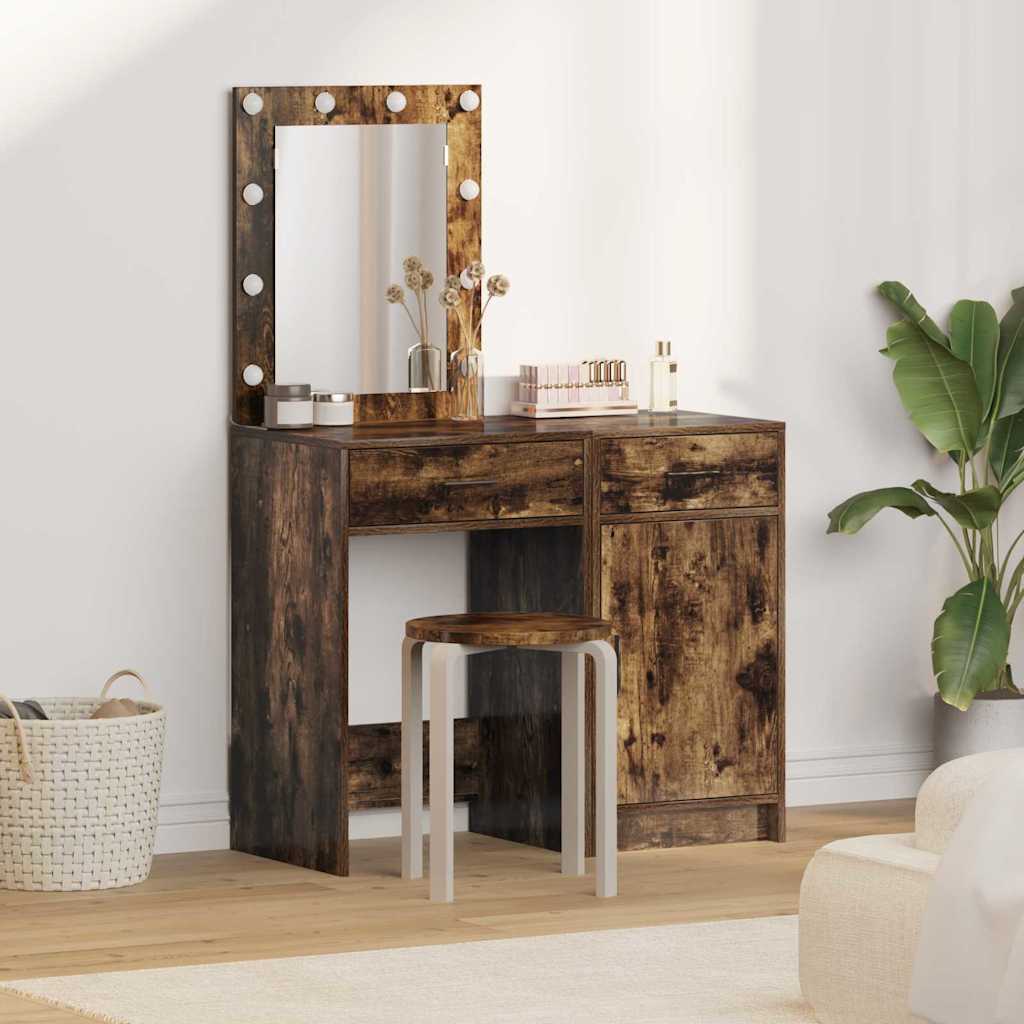 Dressing Table 2 pcs Brown 50 x 41 x 135 cm Engineered Wood Smoked oak