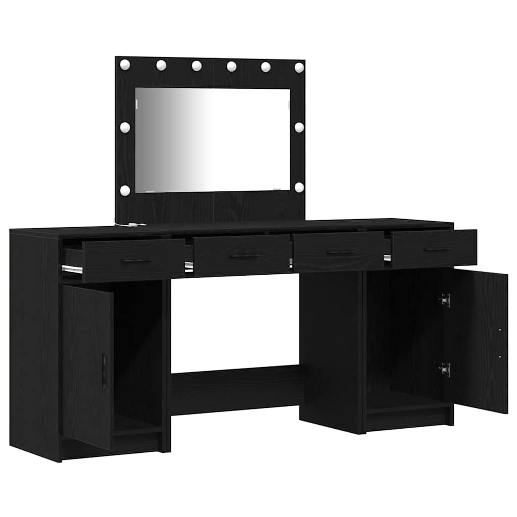vidaXL Dressing Table 3 pcs Black 78.5 x 41 x 135 cm Engineered Wood 6