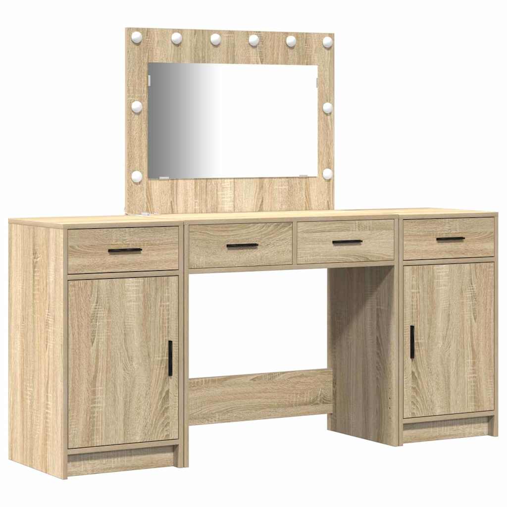 vidaXL Dressing Table 3 pcs Brown 78.5 x 41 x 135 cm Engineered Wood 2