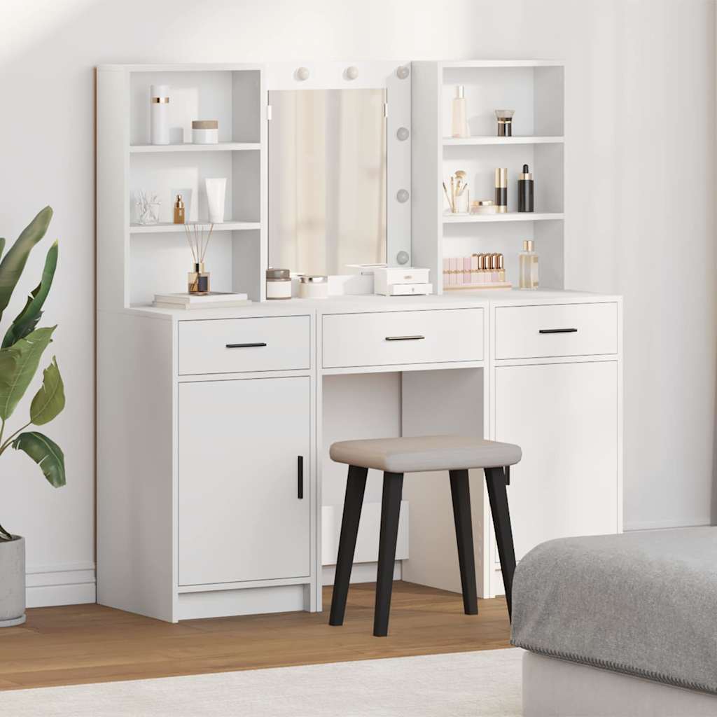Dressing Table Set with LED 3 pcs 50 x 41 x 135 cm White