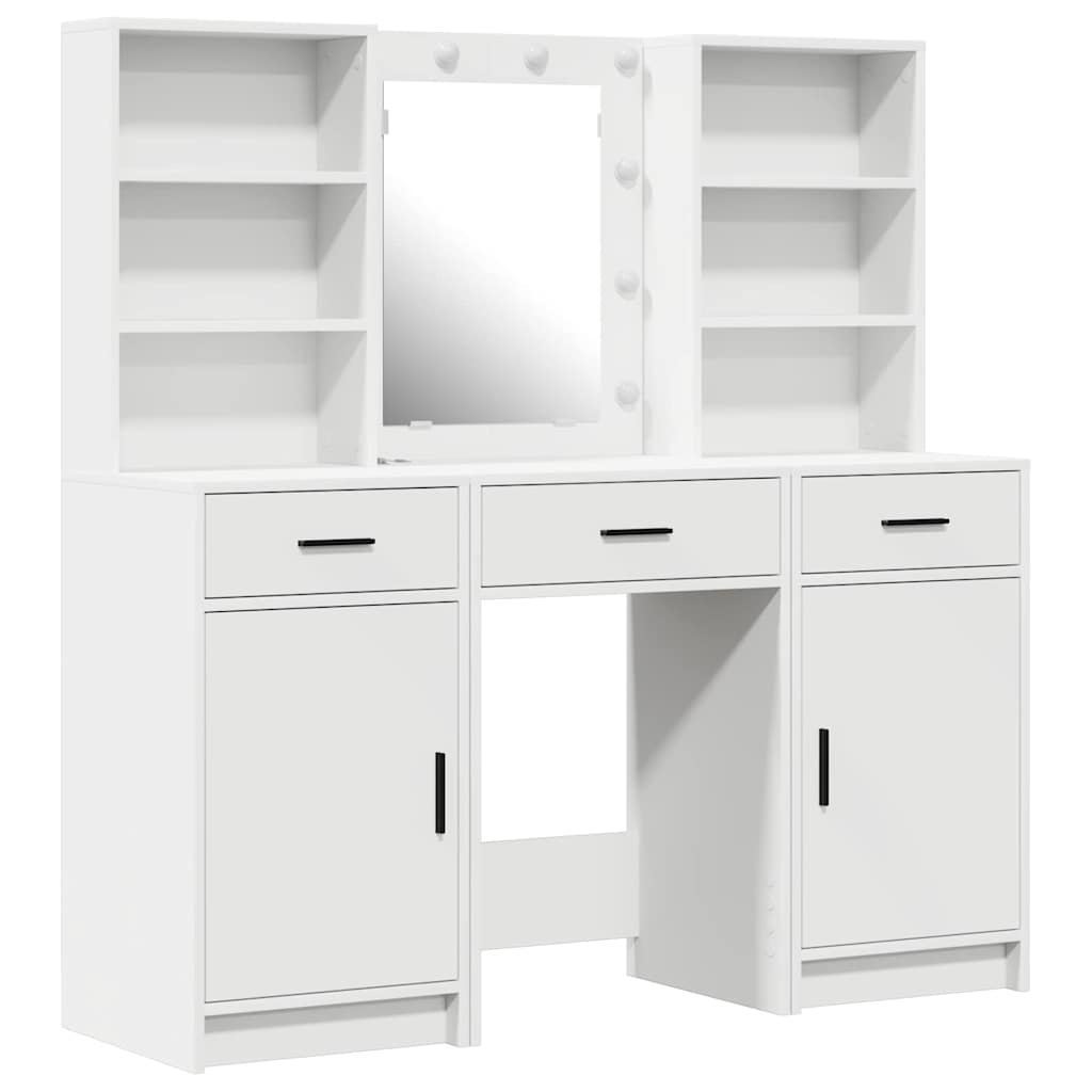Dressing Table Set with LED 3 pcs 50 x 41 x 135 cm White