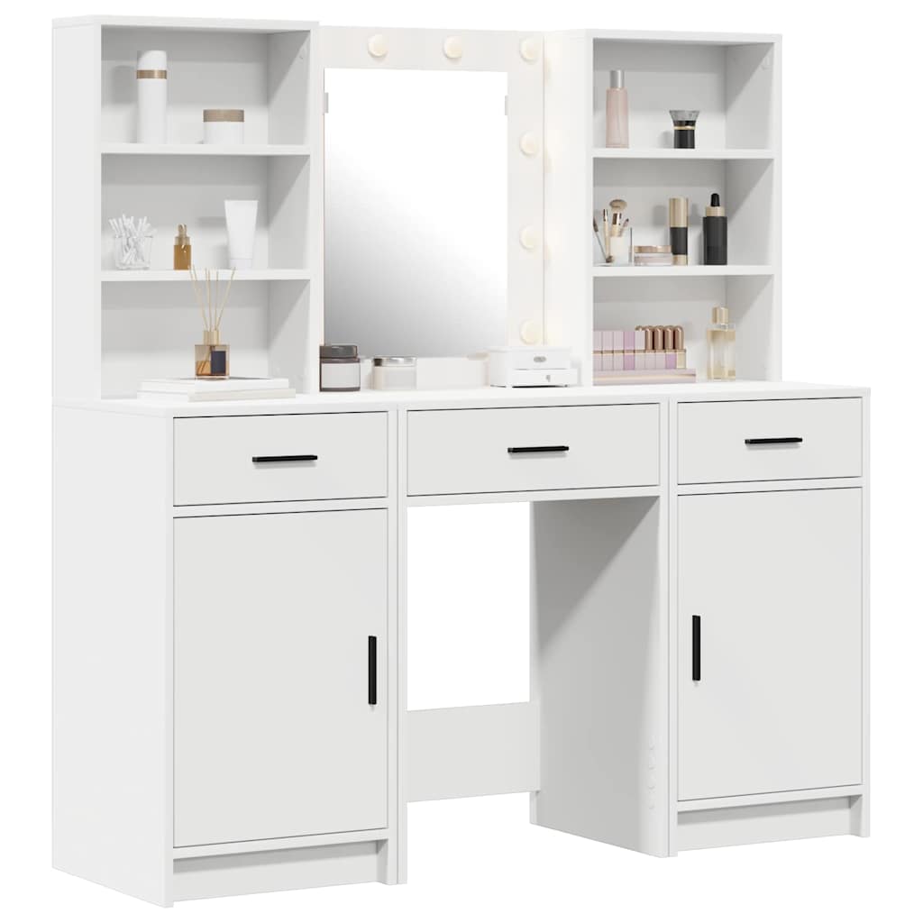 Dressing Table Set with LED 3 pcs 50 x 41 x 135 cm White