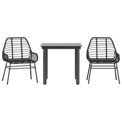 5 Piece Garden Dining Set Poly Rattan Glass Black 80 cm 80 cm 2