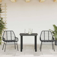 5 Piece Garden Dining Set Poly Rattan Glass Black 80 cm 80 cm 2