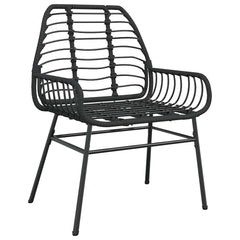 5 Piece Garden Dining Set Poly Rattan Glass Black 80 cm 80 cm 2