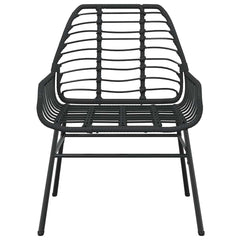 5 Piece Garden Dining Set Poly Rattan Glass Black 80 cm 80 cm 2