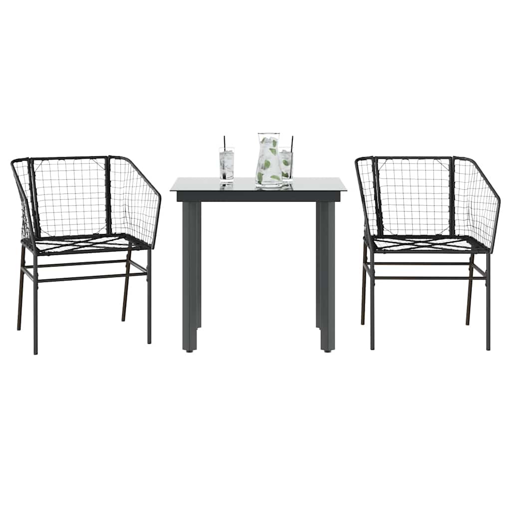 5 Piece Garden Dining Set Poly Rattan Glass Black 80 cm 80 cm 2