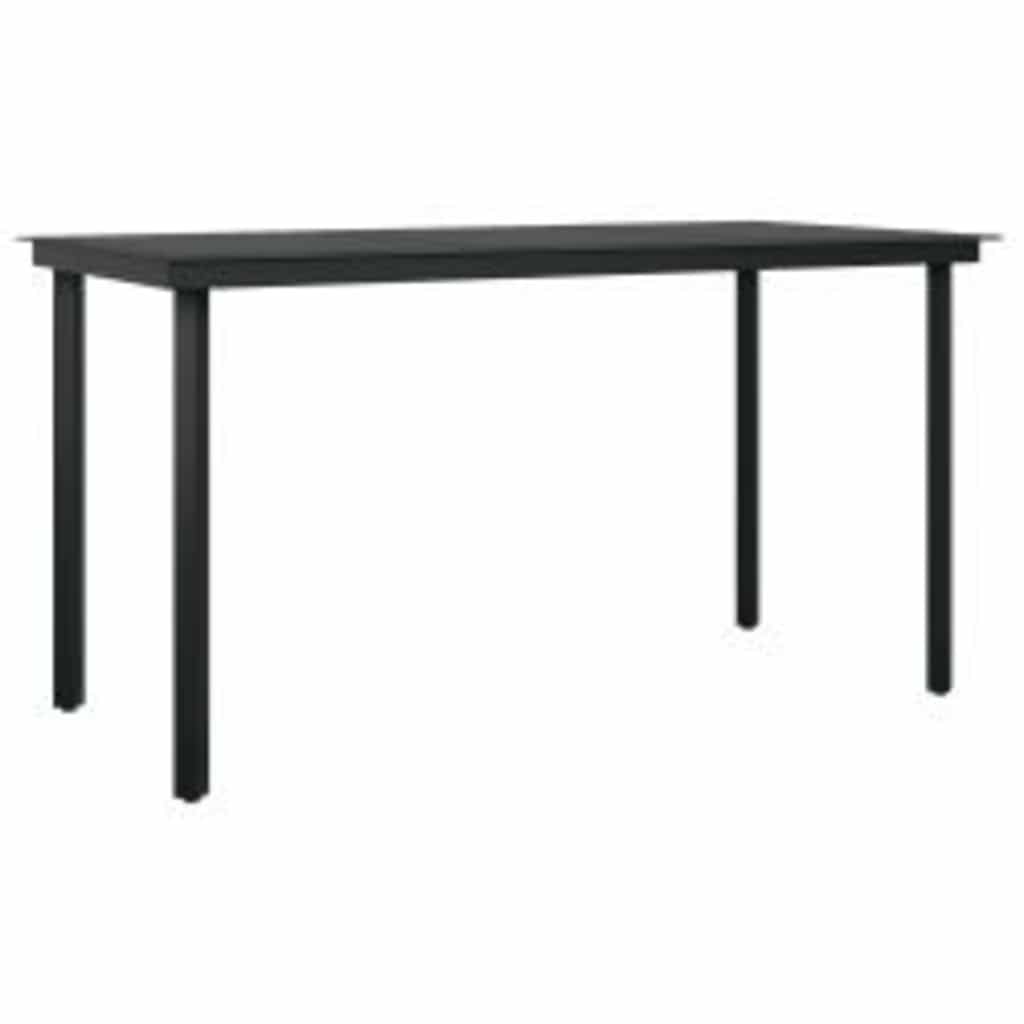 5 Piece Garden Dining Set Poly Rattan Glass Black 140 cm 70 cm 4
