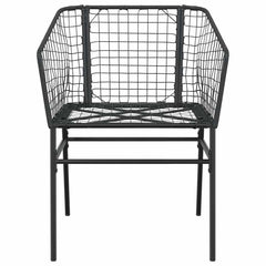 5 Piece Garden Dining Set Poly Rattan Glass Black 140 cm 70 cm 4