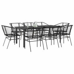 5 Piece Garden Dining Set Poly Rattan Glass Black 200 cm 100 cm 8