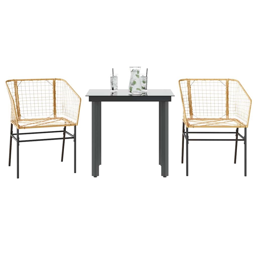 5 Piece Garden Dining Set Poly Rattan Glass Brown 80 cm 80 cm 2