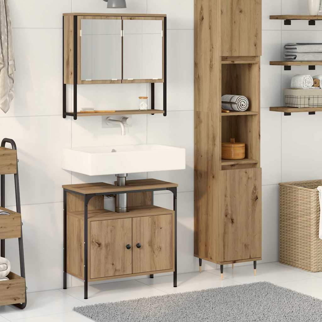 2 Piece Bathroom Furniture Set Engineered Wood Artisan oak