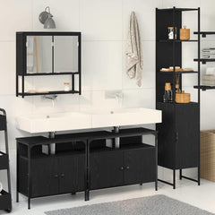 Bathroom Furniture Set 4 pcs Engineered Wood Black oak