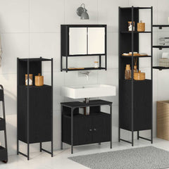 Bathroom Furniture Set 4 pcs Engineered Wood Black oak