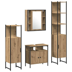 4 Piece Bathroom Cabinet Set Engineered Wood Artisan oak