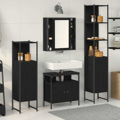 4 Piece Bathroom Cabinet Set Engineered Wood Black oak