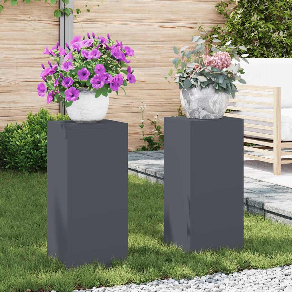 Plant Stand 2 pcs 24 x 24 x 35 cm Steel Anthracite 2x (24 x 24 x 55 cm)