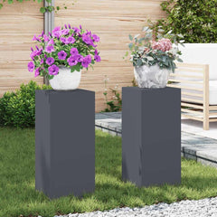 Plant Stand 2 pcs 24 x 24 x 35 cm Steel Anthracite 2x (24 x 24 x 55 cm)