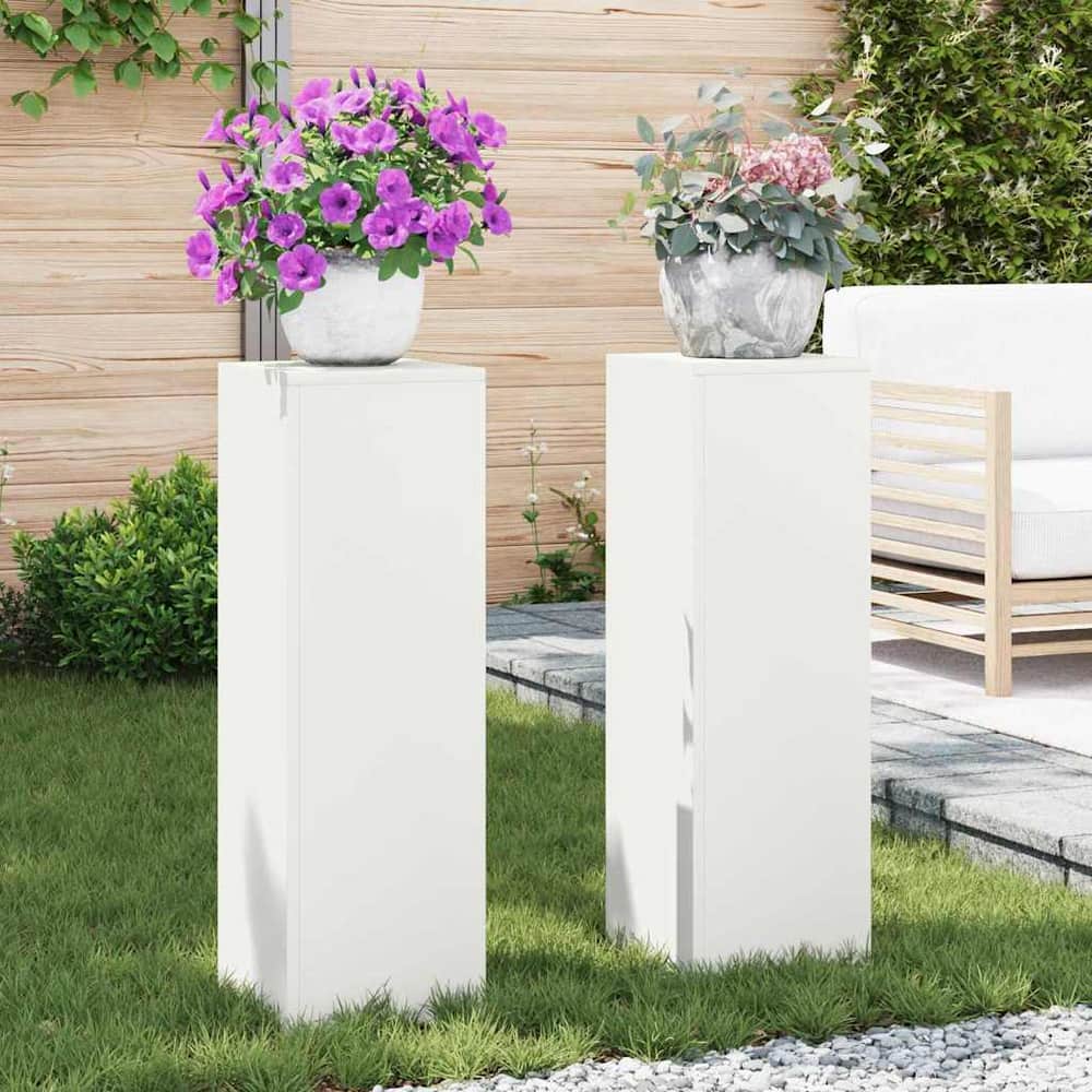 Plant Stand 30 x 30 x 40 cm Steel White 2x (24 x 24 x 75 cm)