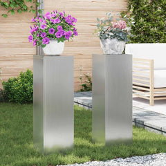 Plant Stand Silver 30 x 30 x 40 cm Steel Galvanised Steel 2x (24 x 24 x 75 cm)