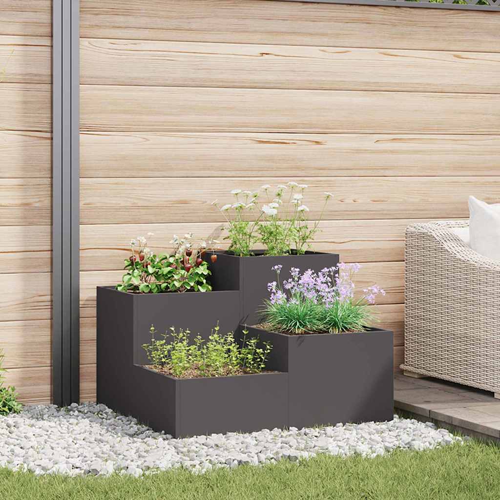Garden Planter Steel Width 100 cm Black 60 cm