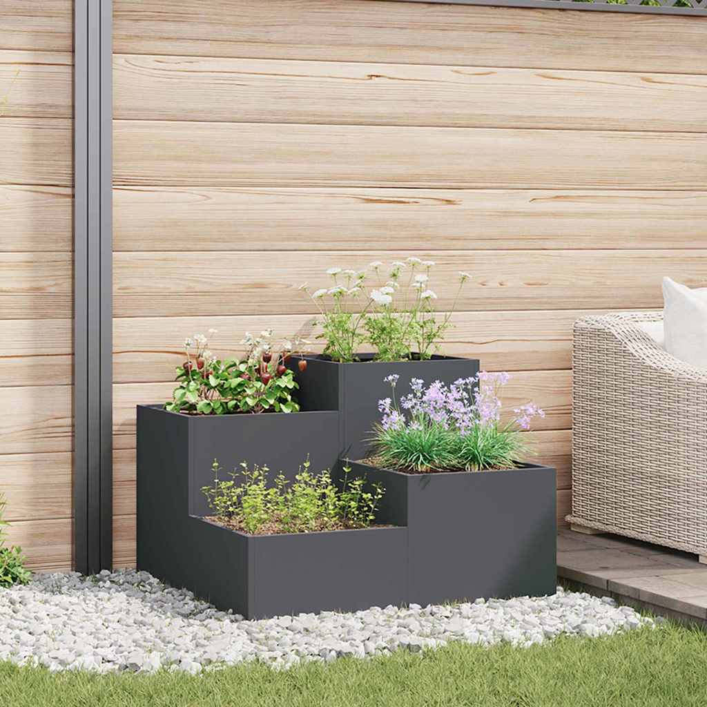 Garden Planter Steel Width 100 cm Anthracite 60 cm