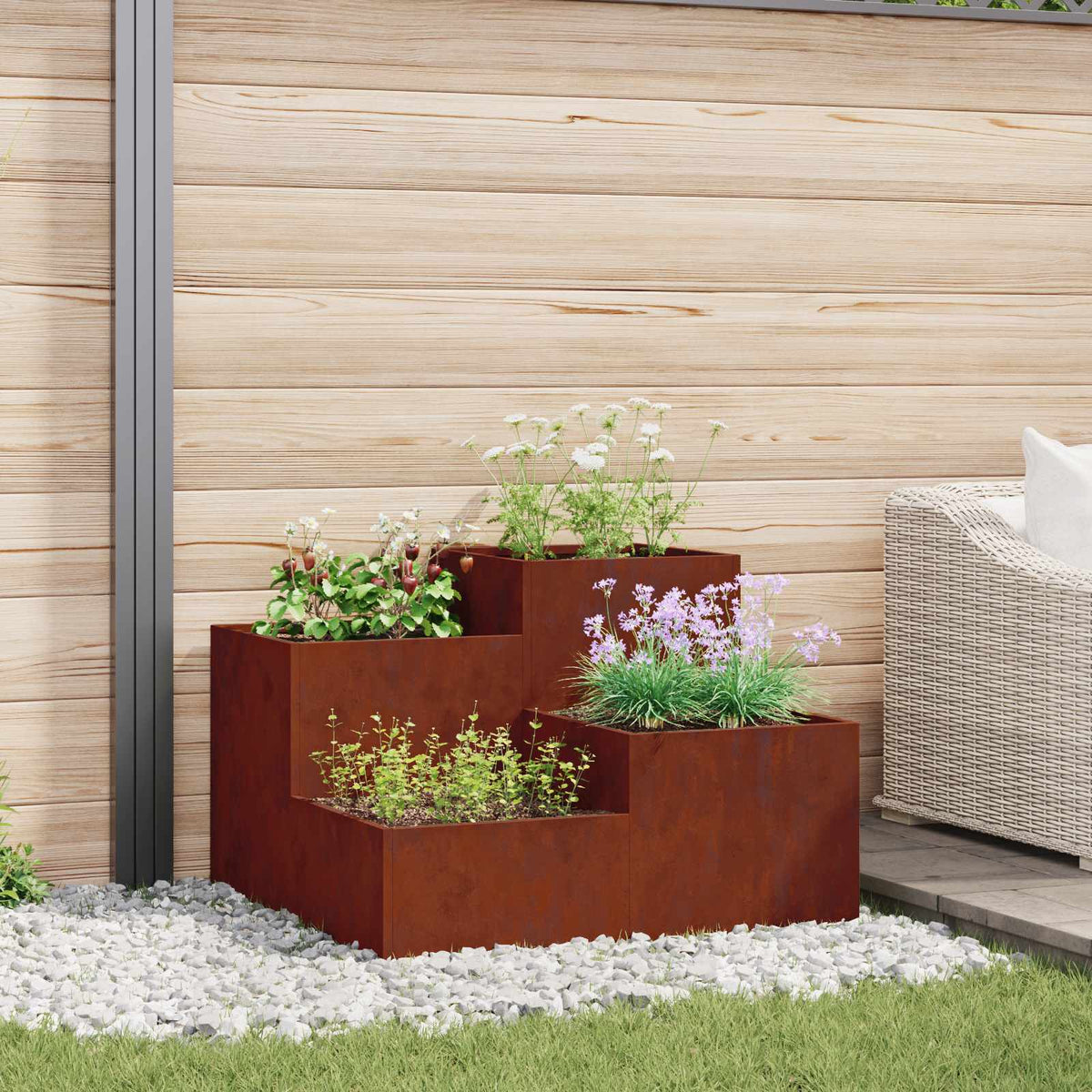 Garden Planter Steel Width 100 cm Weathering steel 60 cm