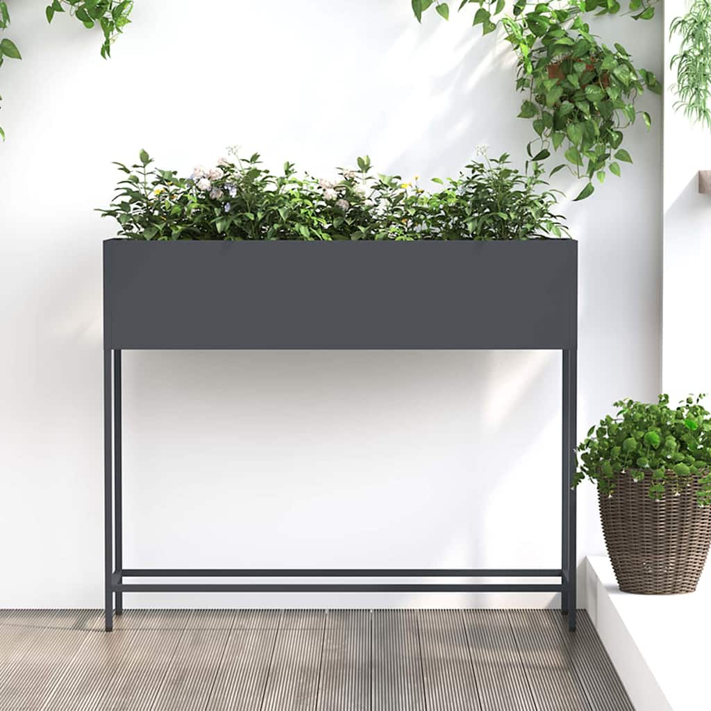 Raised Garden Planter Steel Anthracite 100 cm 82 cm