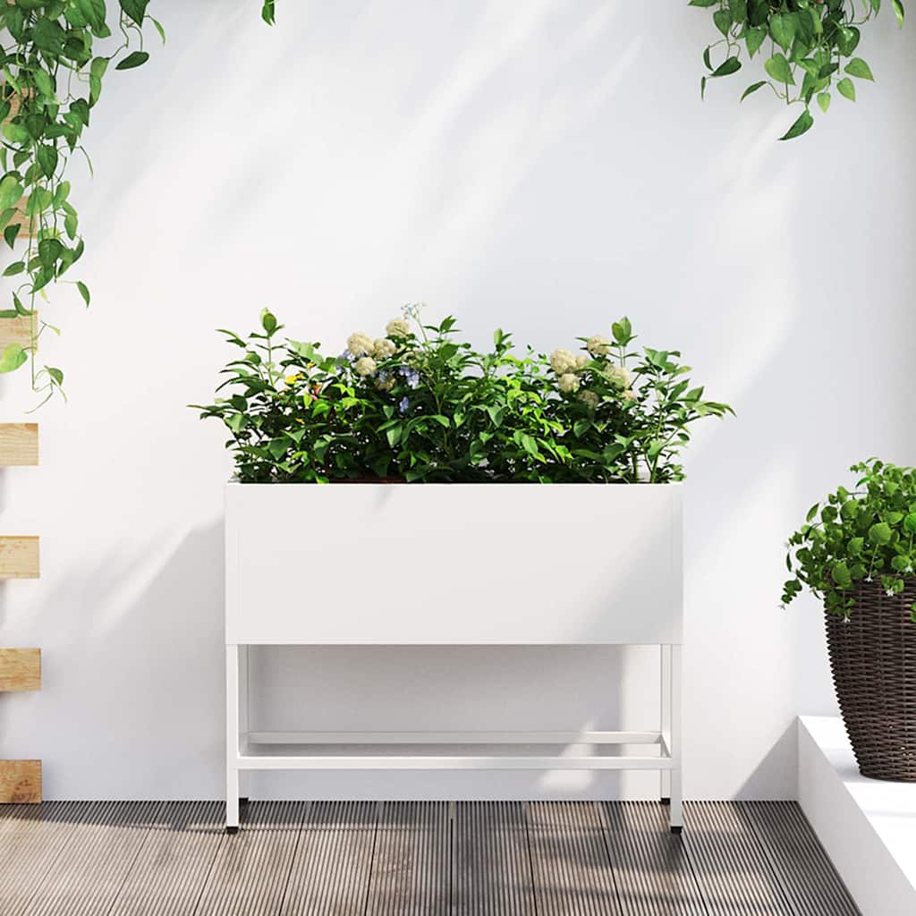 Raised Garden Planter Steel White 60 cm 45 cm