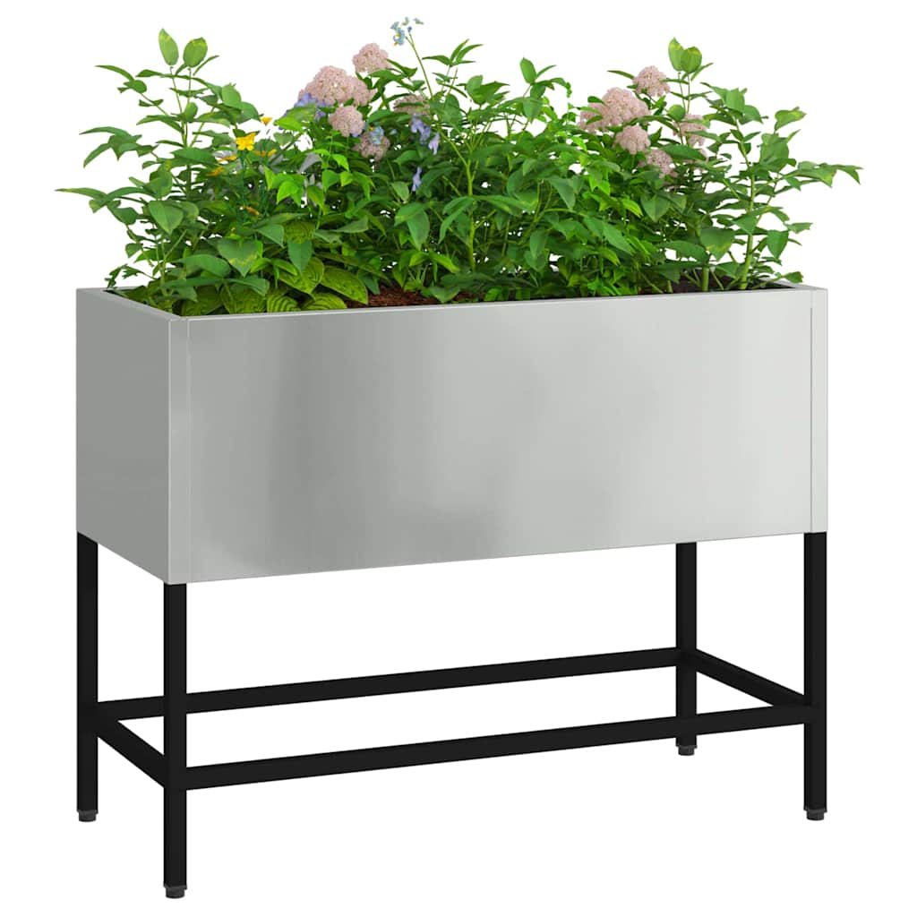 vidaXL Raised Garden Planter Silver 60 x 26 x 45 cm Galvanised Steel 3