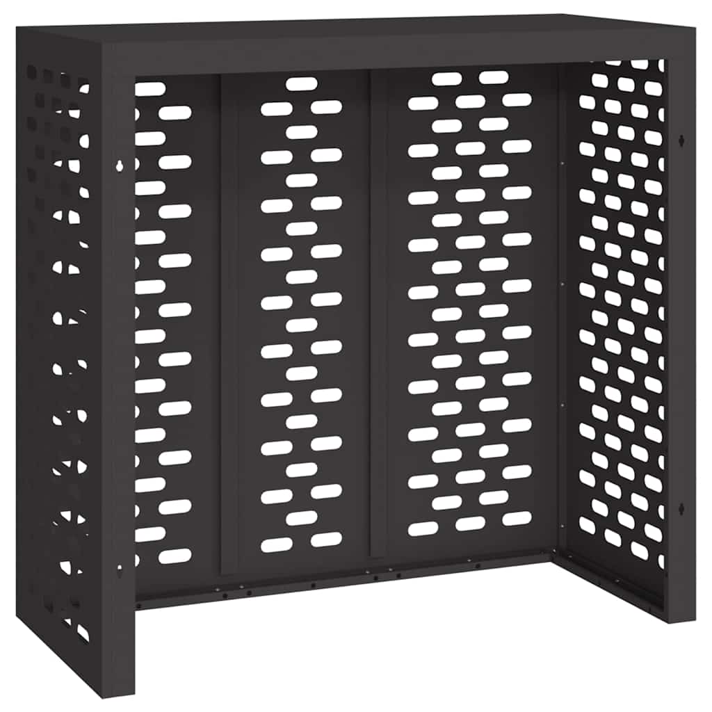 Air Conditioner Cover 110 x 50 x 105 cm Steel Linear Slot Pattern Black