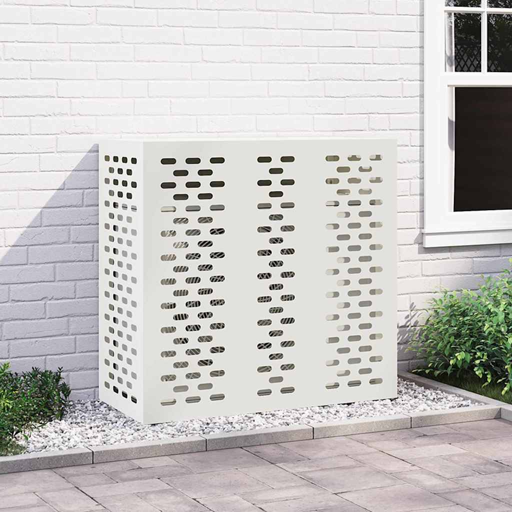 Air Conditioner Cover 110 x 50 x 105 cm Steel Linear Slot Pattern White