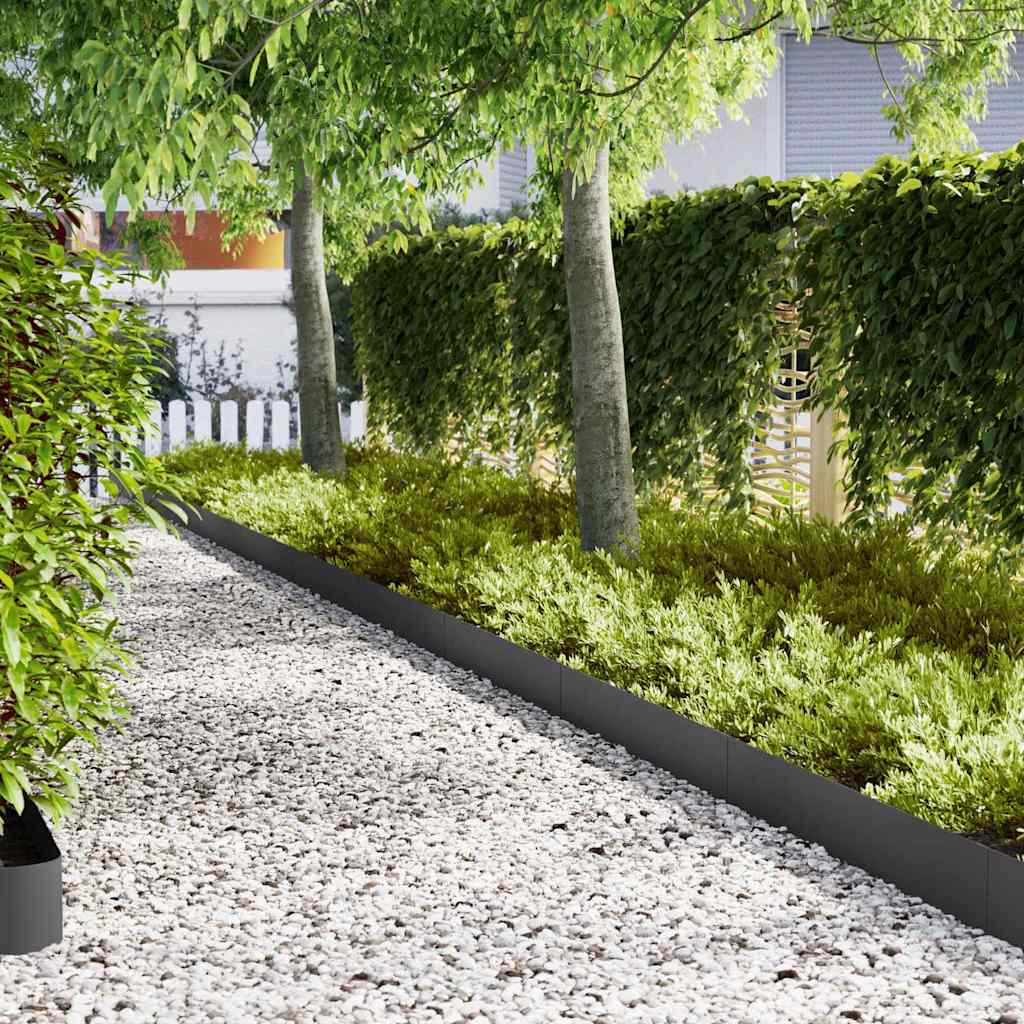 Lawn Edging 100 x 0.05 x 20 cm Cold Rolled Steel 100 x 20 cm 10 pcs Black