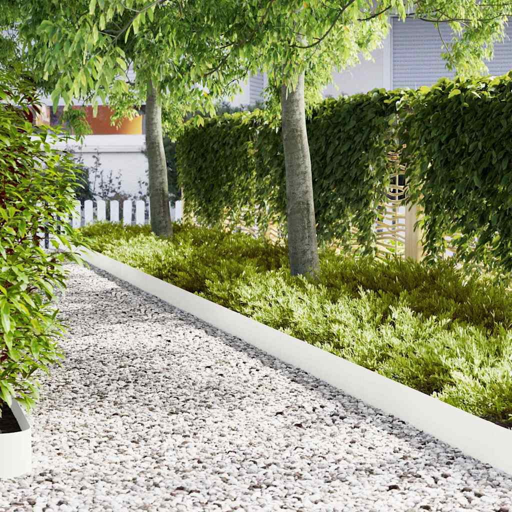Lawn Edging 100 x 0.05 x 20 cm Cold Rolled Steel 100 x 20 cm 10 pcs White