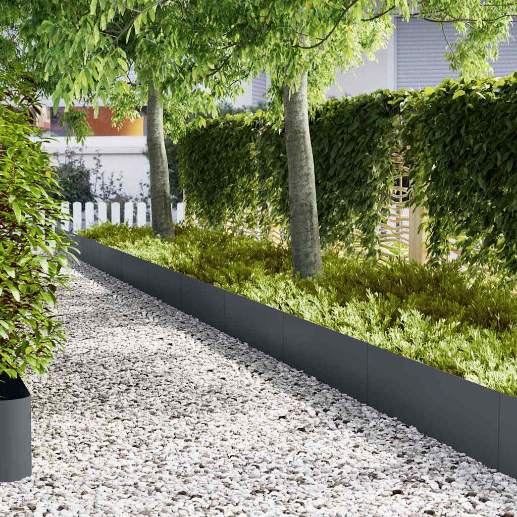 Lawn Edging 100 x 0.05 x 30 cm Cold Rolled Steel 100 x 30 cm 10 pcs Anthracite