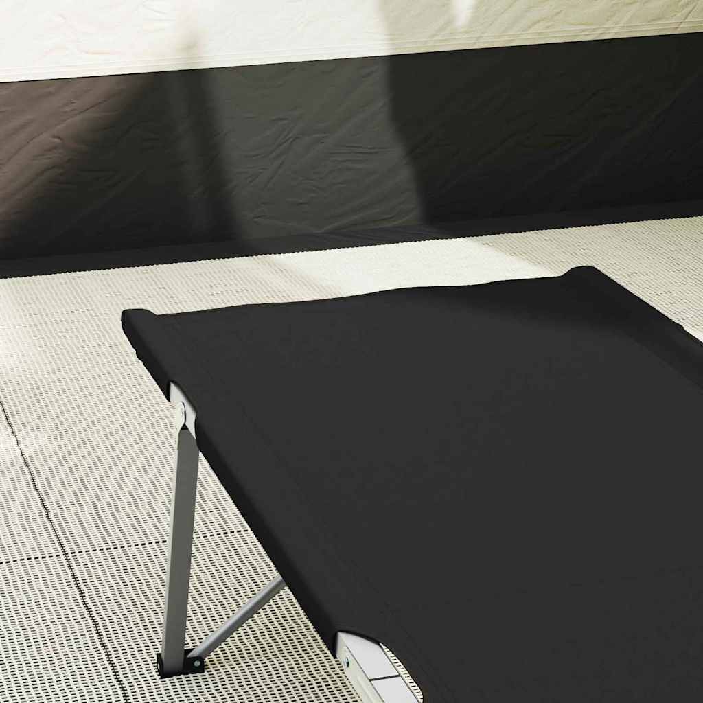 vidaXL Folding Camping Bed Black 194 x 62.5 x 42.5 cm Oxford and Steel 3