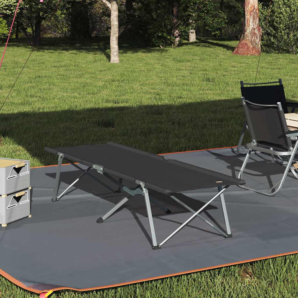 vidaXL Folding Camping Bed Black 194 x 62.5 x 42.5 cm Oxford and Steel 1