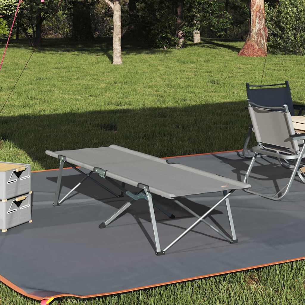 vidaXL Folding Camping Bed Grey 194 x 62.5 x 42.5 cm Oxford and Steel 1