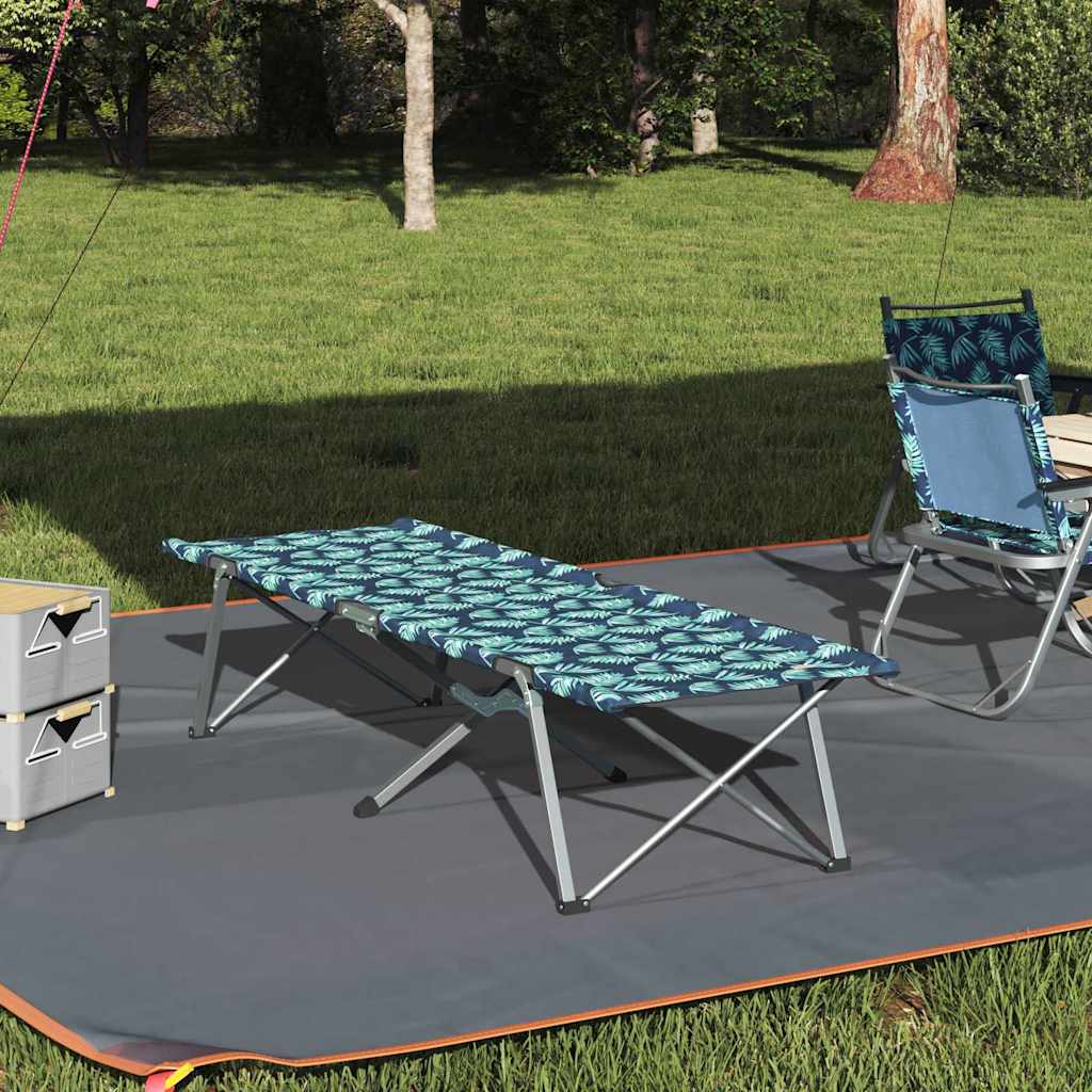 vidaXL Folding Camping Bed Folding Leaf Forest 194 x 62.5 x 42.5 cm 1