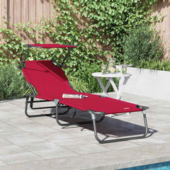 Folding Sun Lounger Oxford Red 1