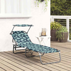 Folding Sun Lounger Oxford Leaf pattern 1