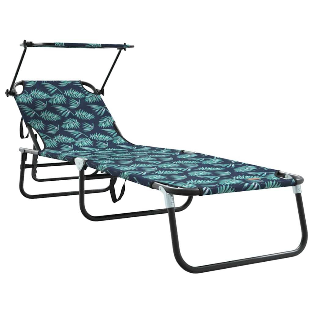 Folding Sun Lounger Oxford Leaf pattern 1