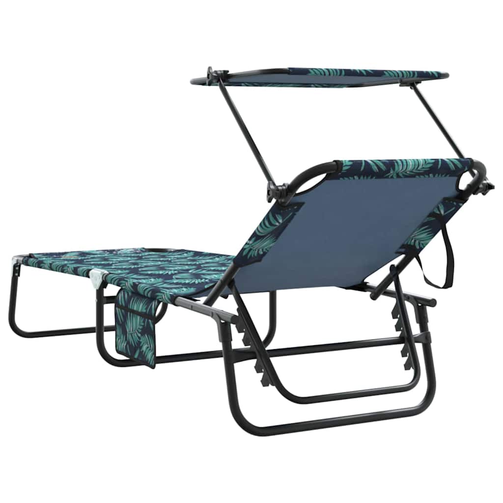 Folding Sun Lounger Oxford Leaf pattern 1
