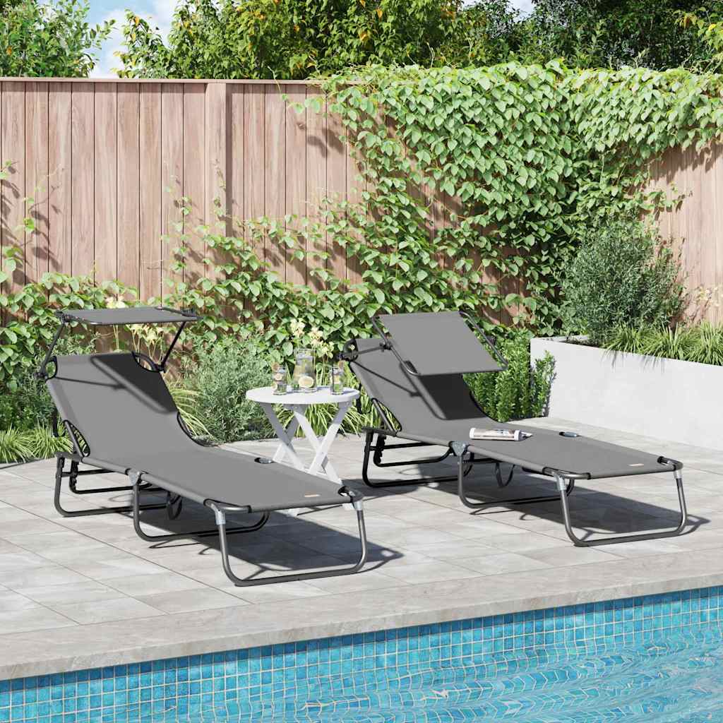 Folding Sun Lounger Oxford Grey 2